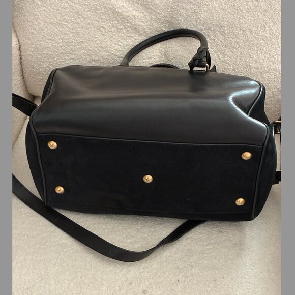 Saint Laurent Duffle 6 – Black Suede w/Leather Front Pocket & Trim - Picture 11 of 16